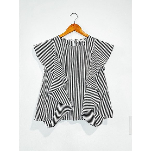 NYTT Tops - NYTT flutter sleeve navy and white striped blouse size XS